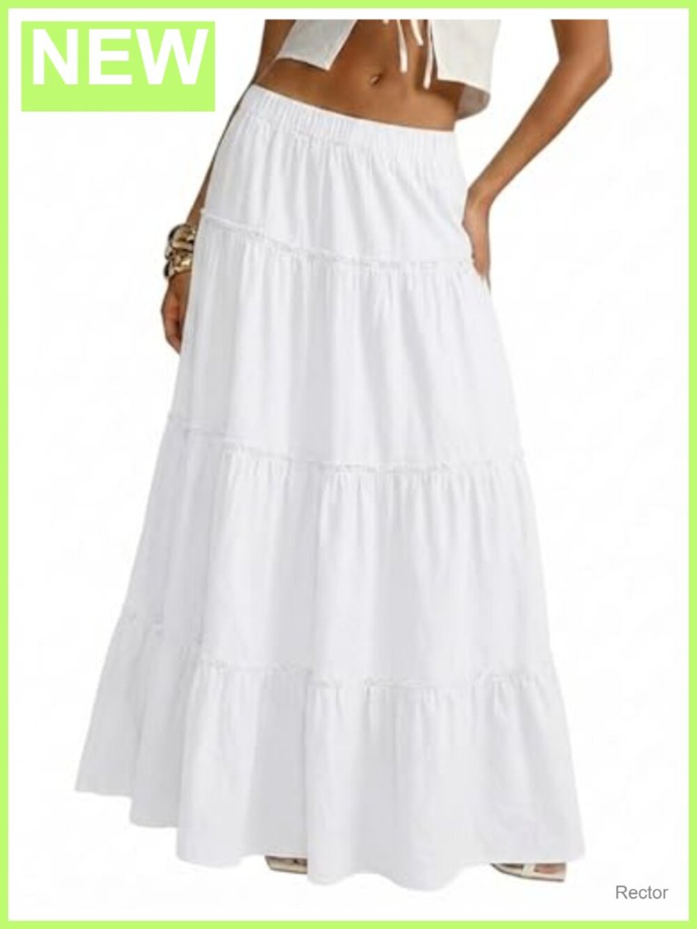 100% Cotton Maxi Skirt Women Tiered Boho Elastic Waist Flowy Summer